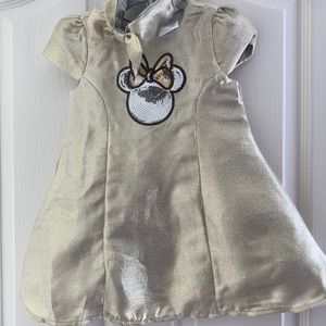 Gold and silver Sequined Minnie Mouse Flare Dress with Headband